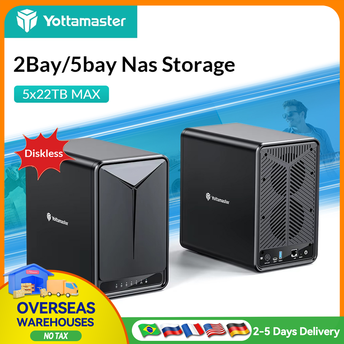 【無料ローカル倉庫！】Yottamaster NAS ストレージ サーバー RAM ホーム ネットワーク ストレージ 2/5 ベイ RAID 2.5”3.5” SATA HDD SSD 外付けケース