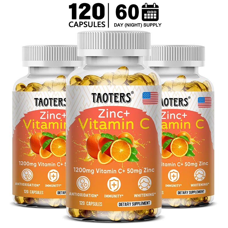 Taoters ビタミン C 亜鉛サプリメント - 高吸収 - 免疫システム、皮膚の健康 ビタミン - 抗酸化サプリメント