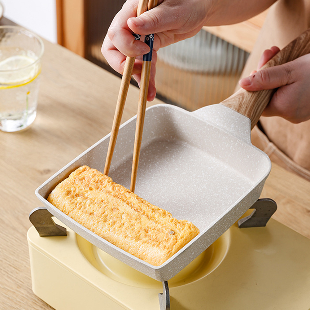ノンスティックオムレツパン ハンドル付き 長方形卵パン スキレット 卵焼き器 ガスストーブ IH調理器具用