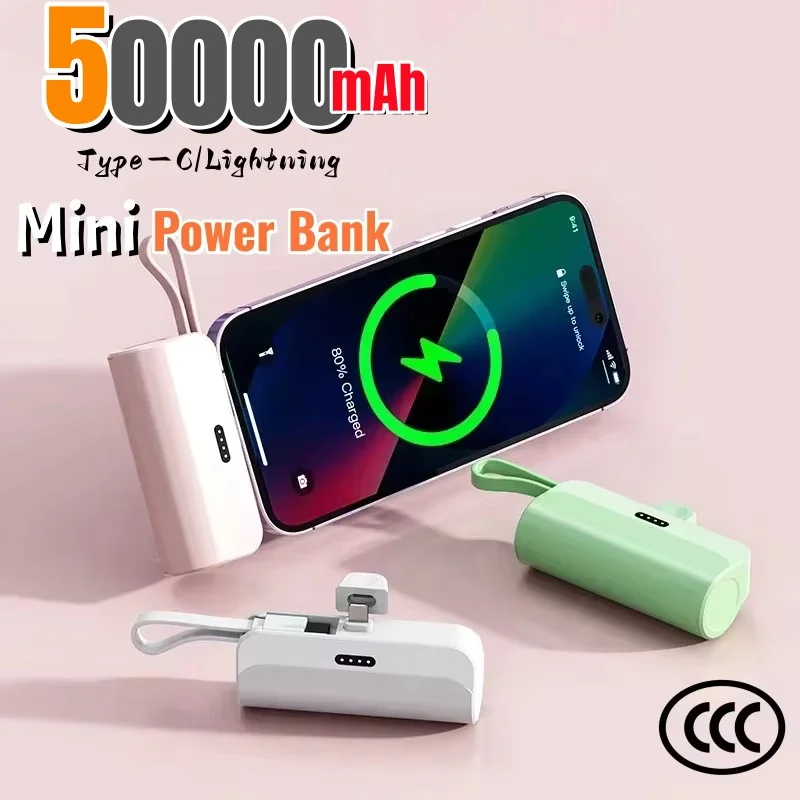 50000mAh ミニ電源銀行急速充電大容量 PD22.5W ポータブルプラグプレイ外部バッテリー iPhone サムスン用