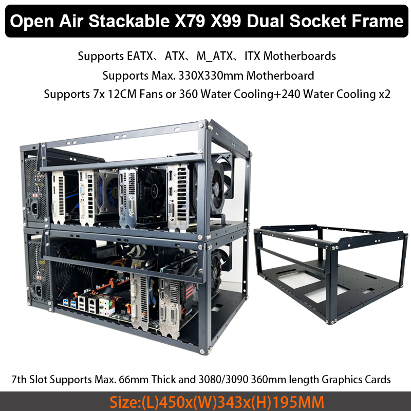 DIY コンピュータケース PC フレームデスクトップシャーシスタッカブルオープンエアテストベンチシャーシ ATX MacroATX E-ATX X79 X99 マザーボードに適合