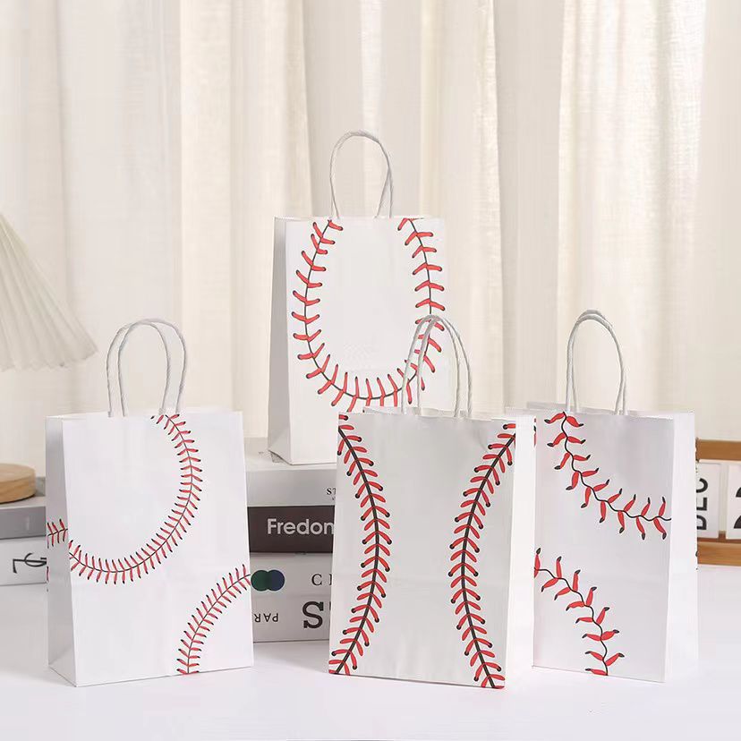 30 個野球プリントクラフト紙袋ベビーシャワー結婚式誕生日クリスマスギフト包装装飾アクセサリー紙ハンドバッグ