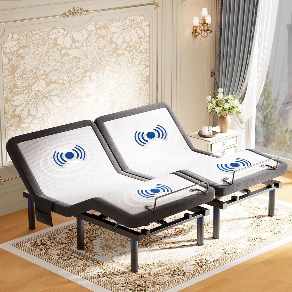 Tami Split King Adjustable Bed Frame with Massage, Ergonomic Head amp Foot Incline Luxury Zero Gravity Electric Base with 4 USB