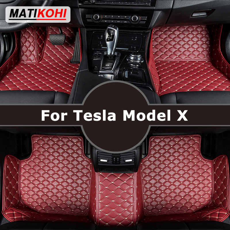 MATIKOHI カスタム車のフロアマットテスラモデル X 自動車カーペットフットコシュアクセサリー