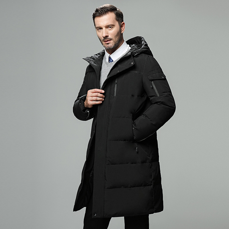 メンズロングパーカー特大厚みの男性コート高品質フリースカジュアルパッド入りジャケット男性服生き抜く冬暖かいジャケット