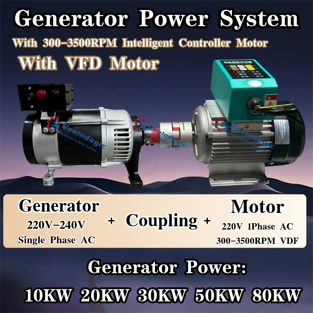 10000 ワット 20KW 30KW PMG 代替 220V 高 RPM 永久磁石発電機 VDF 300-3500RPM 220V モーターインテリジェントコントローラ