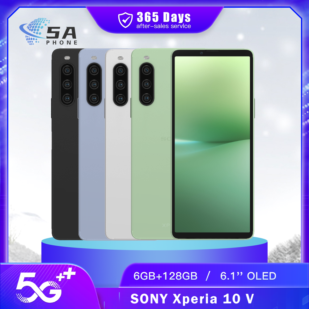 オリジナル Sony Xperia 10 V 10V 5G 携帯電話 6 ギガバイト 128 ギガバイト NFC OLED HDR 6.1 "48MP 8MP Snapdragon 695 オクタコア Android スマートフォン
