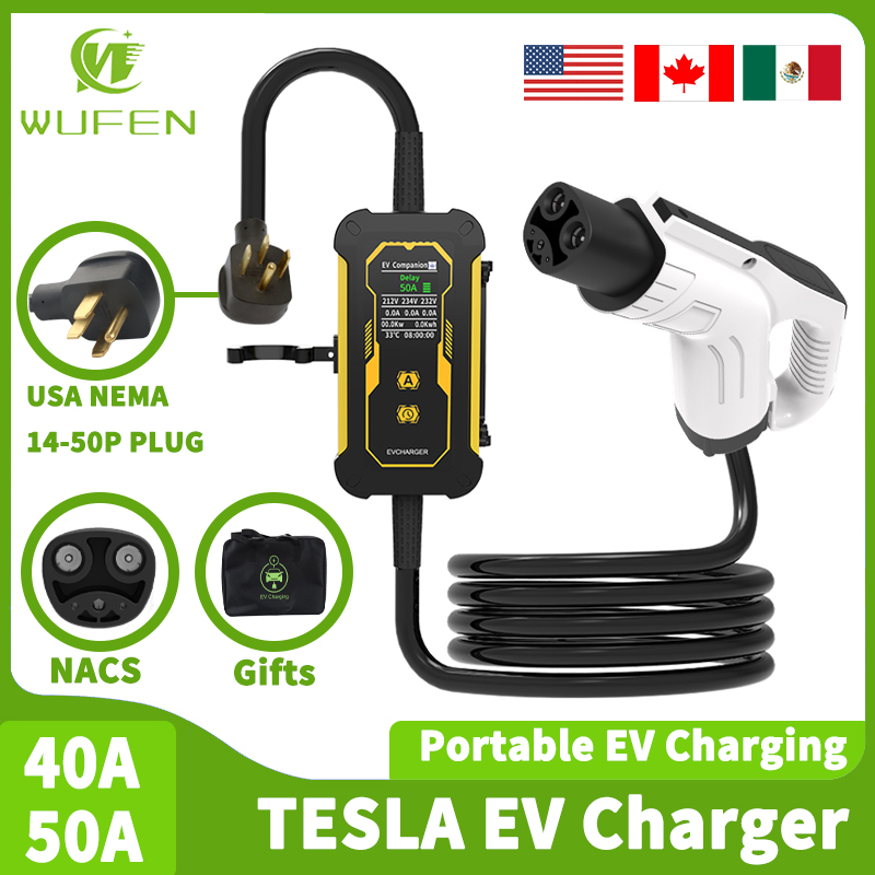 WUFEN テスラレベル 2 EV 充電器 50A 12KW 電気自動車ポータブル充電器テスラホーム EV 充電ステーション 240V NEMA 14-50 プラグ