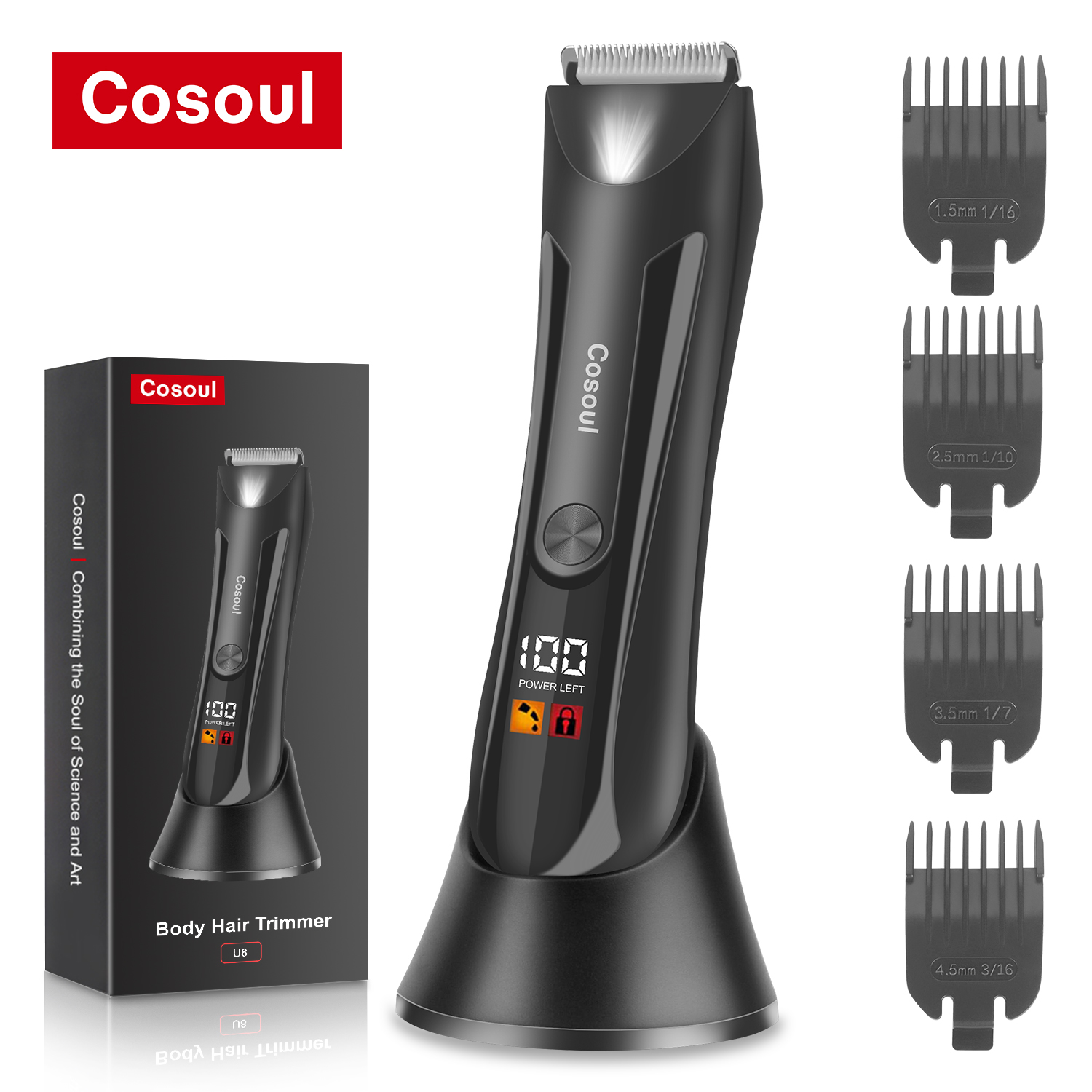 Cosoul ボディヘアトリマー男性用ボールトリマー陰毛シェーバー親密なエリア脱毛ビキニトリマー女性鼠径部トリマー