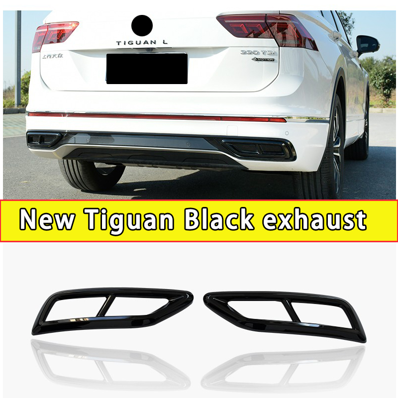 Vw 用カースタイリング新ティグアン MK2 クローム 2021 2022 2023 2024 グロスブラック排気 RLine リアバンパー排気トリムアクセサリー