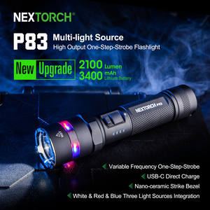 Nextorch P83 2100LM タクティカル懐中電灯、法執行機関向けプロ仕様、ガラス破砕機能付き、USB-C 充電式懐中電灯