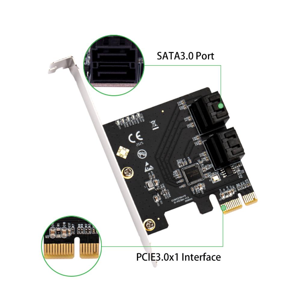 PCIe 4ポート 6G SATA III 3.0コントローラーカード 非RAID PCIe 3.0 x1拡張カード ロープロファイルブラケット