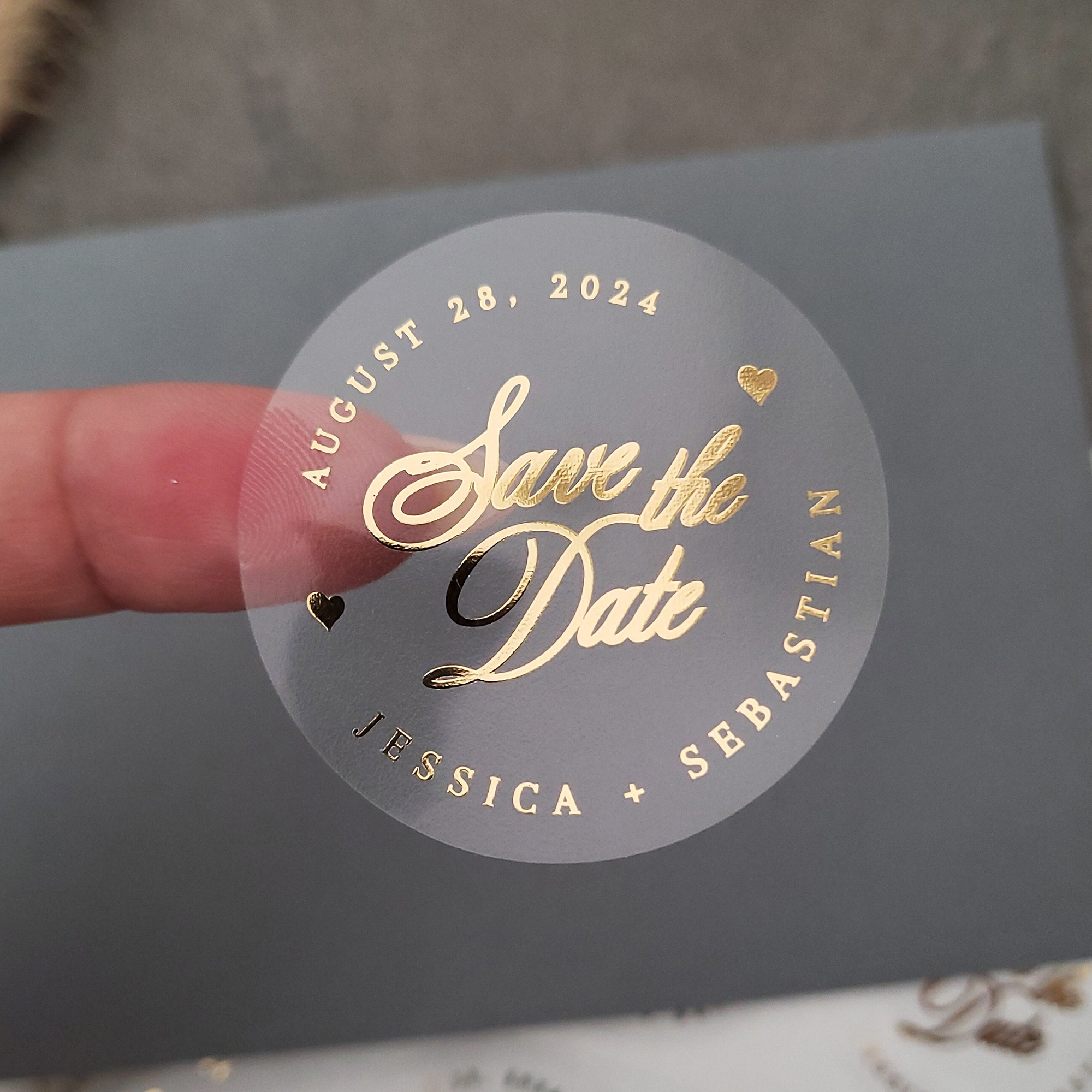 50 個パーソナライズされた結婚式のステッカーカスタムラウンド金箔ステッカー好意ギフトラベル封筒シール結婚式の招待状シール