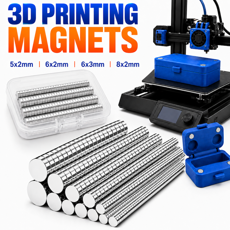 120個の3Dプリントマグネットセット 4つの異なるサイズ 強力なネオジム磁石 3Dプリントツールキット 冷蔵庫、保管用多用途