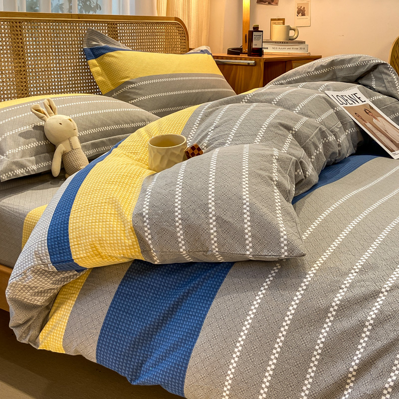 High Quality 100% Cotton Duvet Cover Set Modern Striped Printed Bedding Set Queen King Soft Quilt Cover Bed Sheet Pillow Cases