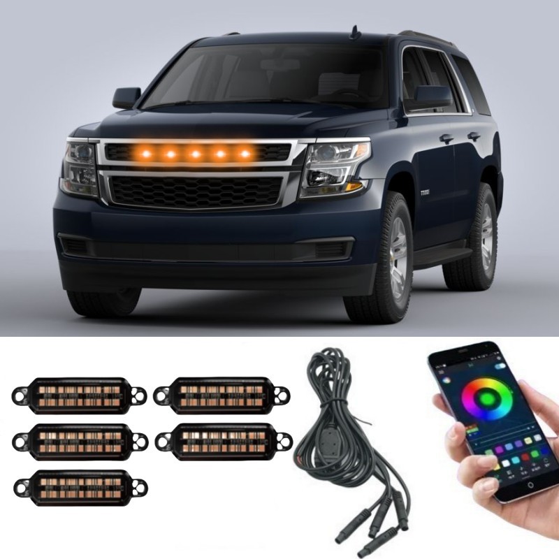 LED フロントグリルライトシボレータホ 2015-2020 車のデイタイムランニングライトホイール眉毛ランプピックアップオフロード 12V