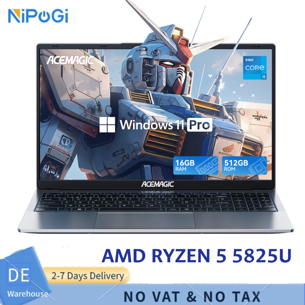 NIPOGI LX15Pro ラップトップ、ΑΜD Ryzen-7 5700U コンピューター、15.6 インチ FHD (1920 x 1080) ディスプレイ、16GB DDR4 512GB SSD 180° 折りたたみ、WiFi 6 BT5.2