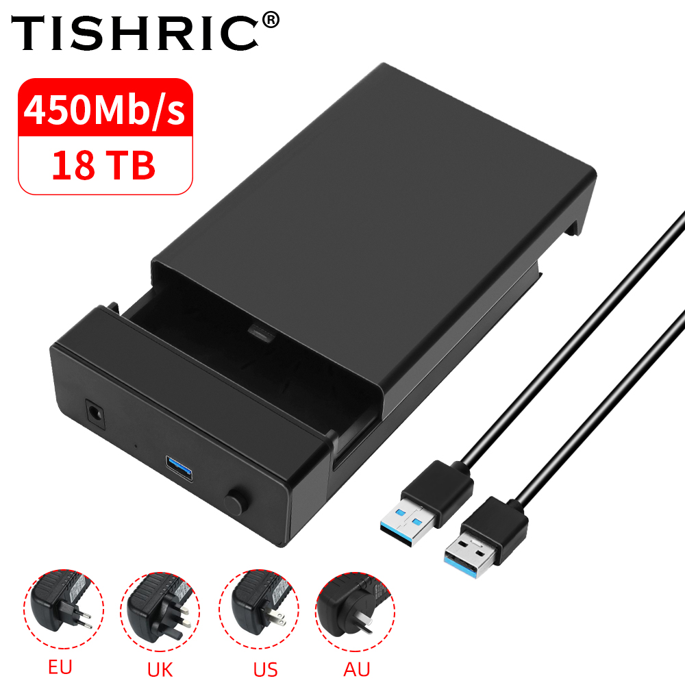 TISHRIC 外付け HDD ケース 2.5/3。 5 SSD 外付けハードドライブボックスエンクロージャ 450Mb/s 18TB SATA - USB 3.0 ハードディスクケースアダプタ