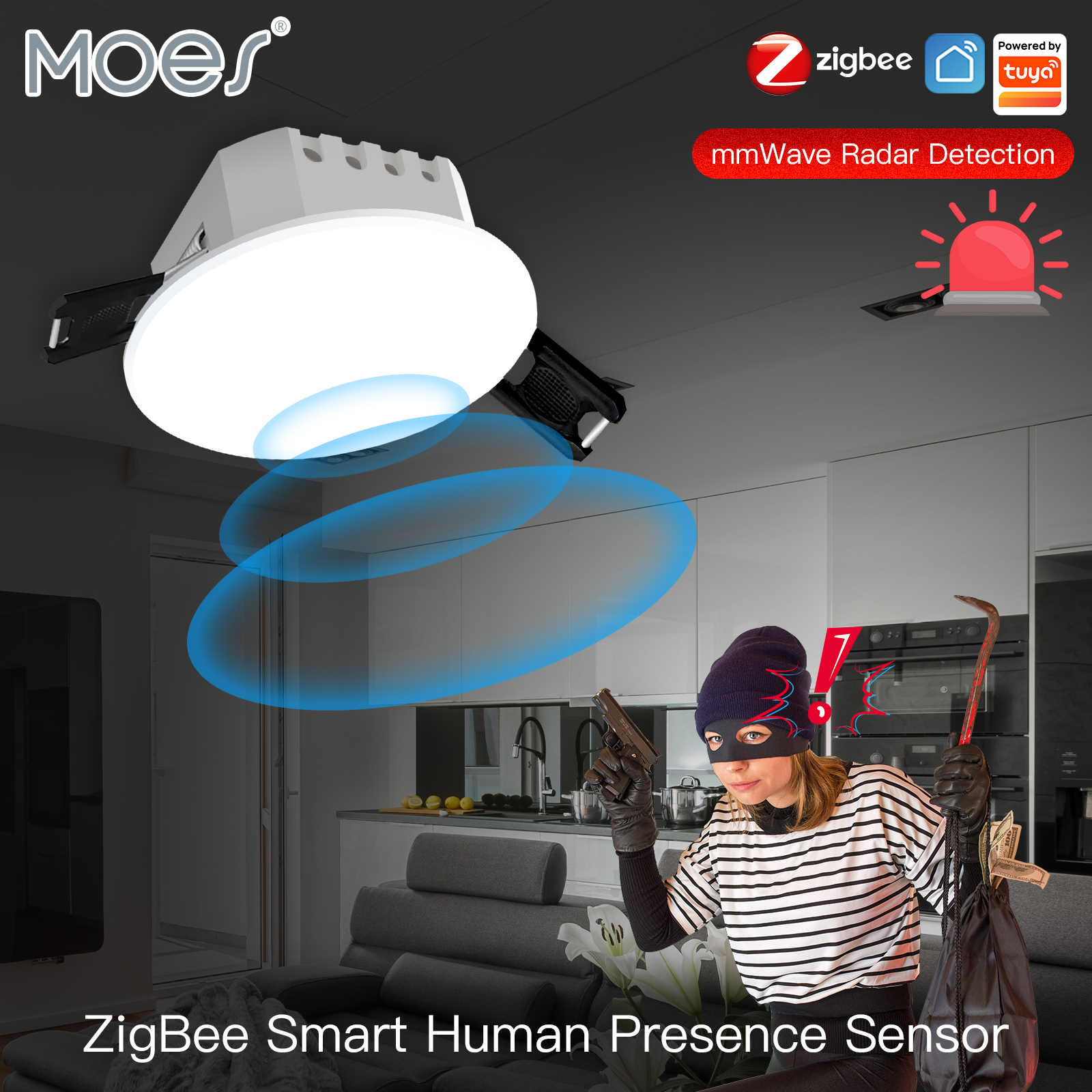 Tuya スマート ZigBee / WiFi 人存在検出器レーダー検出センサー測光 2 in 1 機能スマートライフ天井 PIR ハブ