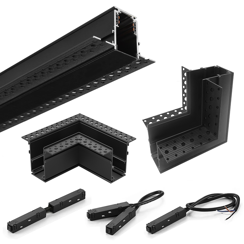 1.5 メートル凹型磁気トラック 1.5 メートル埋め込み LED 磁気トラック照明システムアクセサリー 48v マグネットレール適合