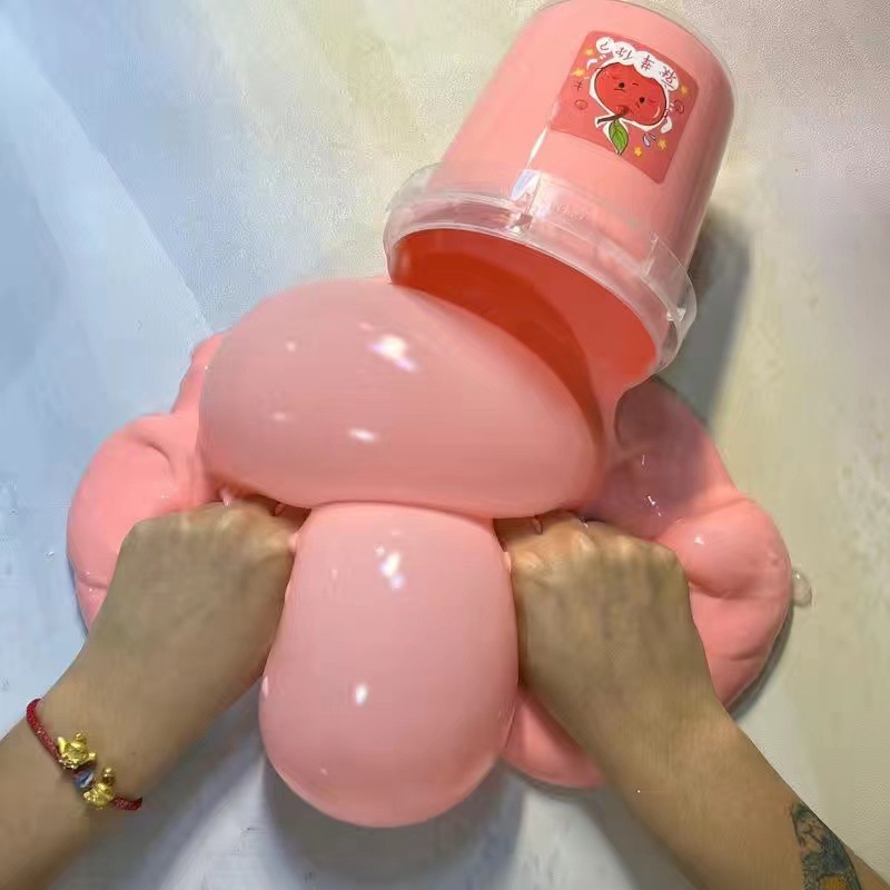 液体スライム スクイーズ 大きなバケツ バブルパテ そわそわおもちゃ クリスタルが跳ねる泥を拡張 ストレス解消 不安 ギフト