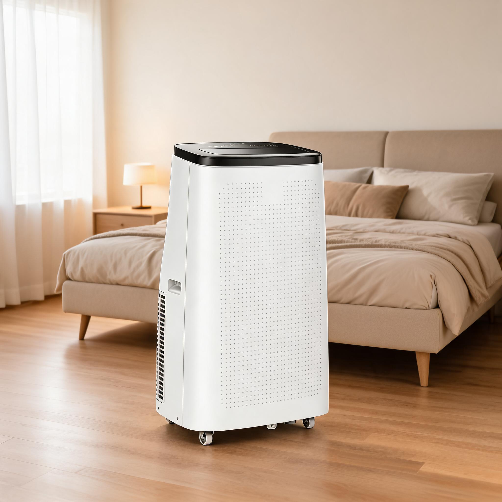 14000 BTU 4 in 1 ポータブルエアコン 除湿機とファン付き 最大700平方フィートの広い部屋を冷却 リモコン付き 静かなスリープモード エネルギー効率が良い ホームオフィスガレージ用