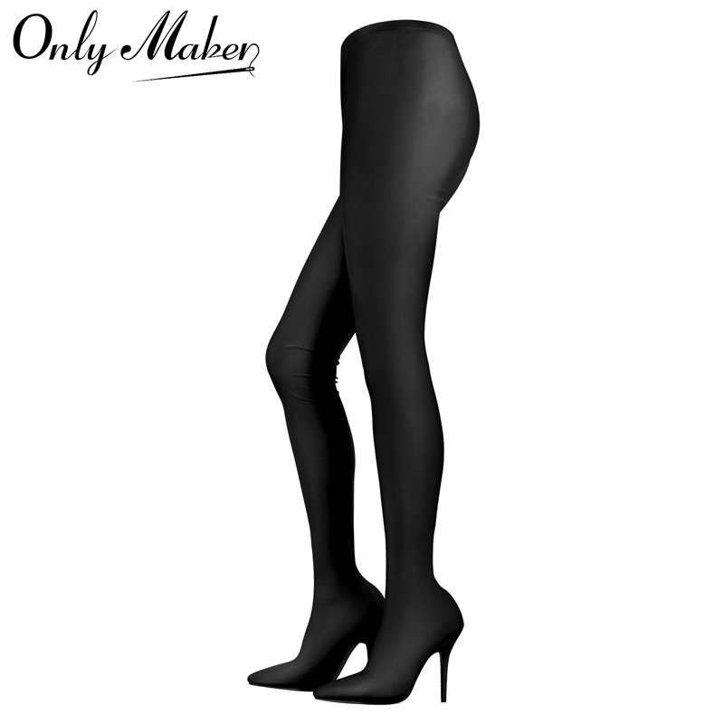Onlymaker 女性黒ストッキングブーツストレッチスティレットパンツブーツフクシア膝上弾性スリムストッキングセクシーなブーツ