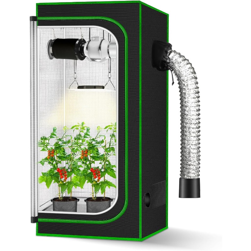2x2 成長テント 24x24x48 インチ水耕屋内植物栽培室観察窓付きフロアトレイ 600D ダイヤモンドマイラー
