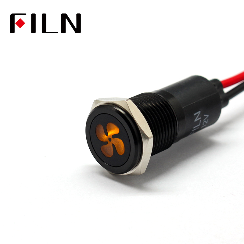 FILN 14 ミリメートル車のダッシュボードファンシンボル LED 赤黄白青緑 12 ボルト Led 黒シェルインジケータライト 20 センチメートルケーブル