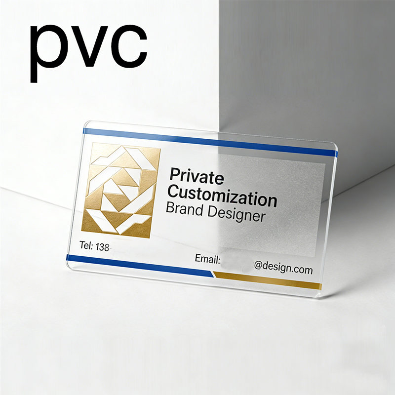 カスタムPVC透明名刺、カラー印刷、箔押し、マットな質感の名刺、パーソナライズされたカスタム印刷名刺