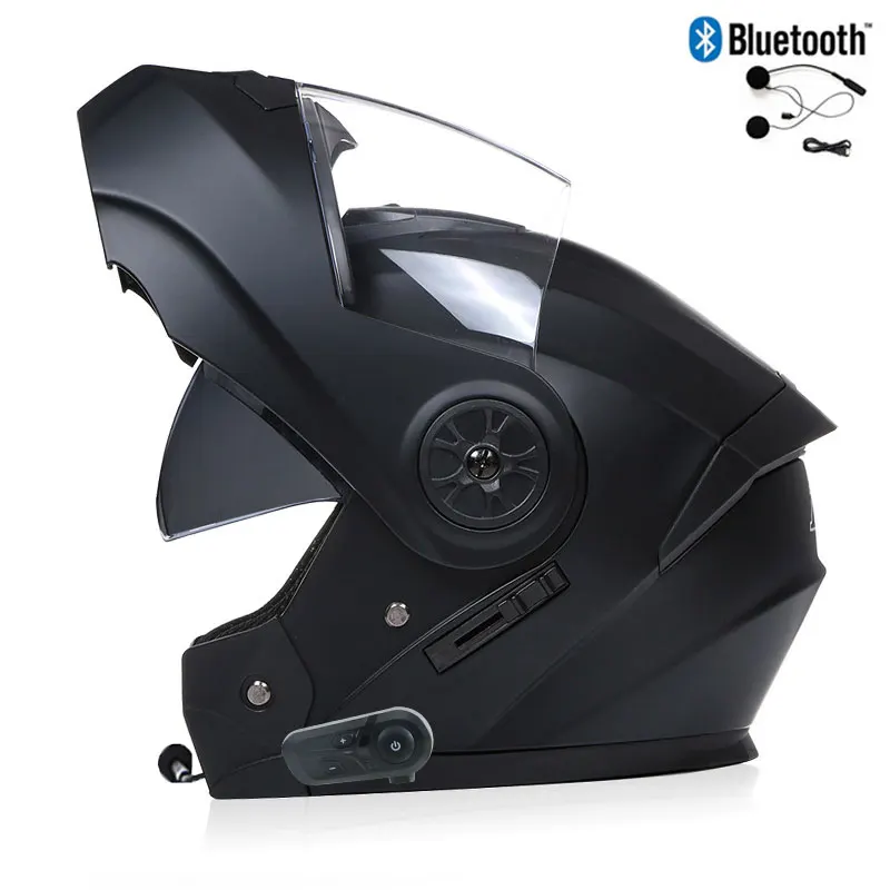 Bluetooth オートバイフルフェイスヘルメット男性女性安全ダウンヒルモトクロスレーシングモジュラーフリップアップヘルメットキャスコモト DOT 承認