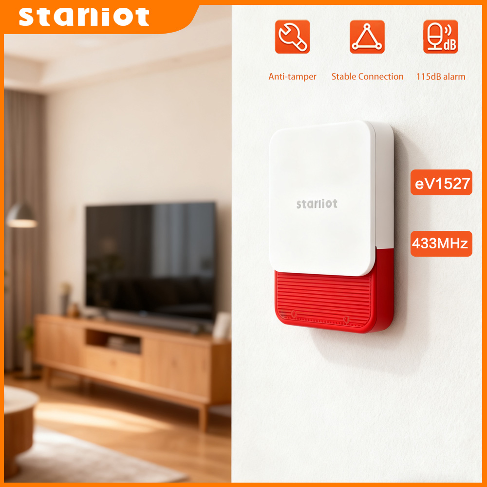 Staniot 屋内サイレン警報 115dB 高デシベルワイヤレス 433MHz 盗難防止スマートホームデバイス防水住宅警報システム