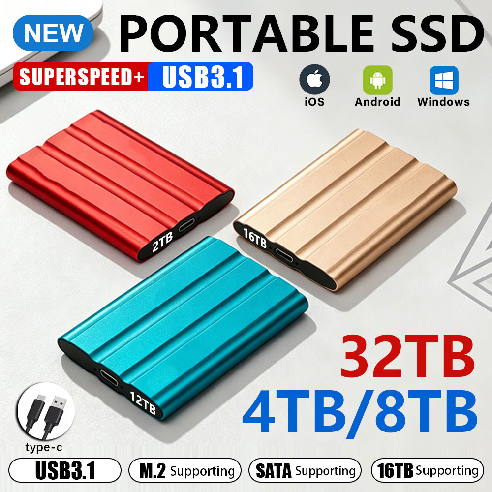 4TB オリジナルモバイルソリッドステートドライブ 128TB 大容量ポータブル SSD USB3.1 高速ストレージラップトップ/MAC/PC に適しています