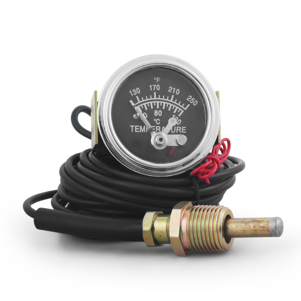 機械式 2 "52 ミリメートル 12V 黄色光水温計 NPT 1/2 センサー手動アラーム 50-120℃/130-250℉ 水温計