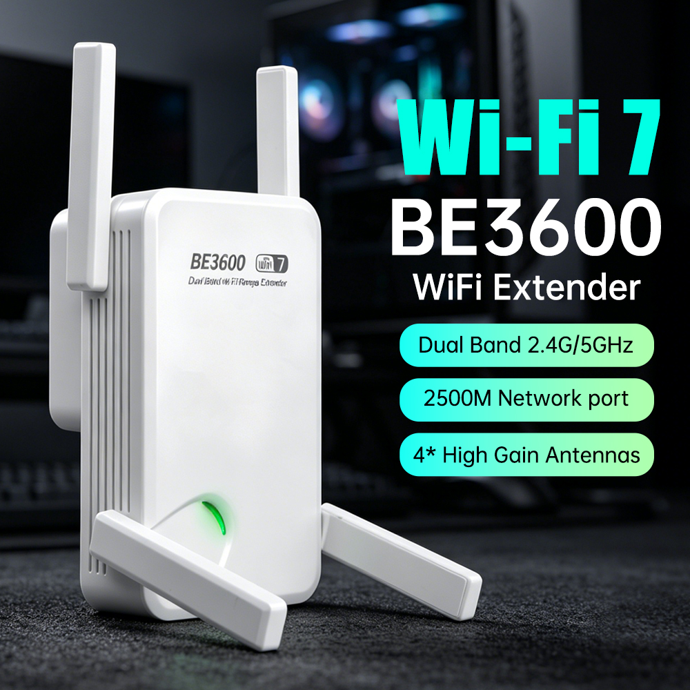 WiFi7 BE3600 WiFi リピーターデュアルバンド 2.4 グラム/5 GHz ワイヤレスエクステンダー 2500 メートルネットワークポート 4 * 高利得 Anrennas ネットワークアンプ