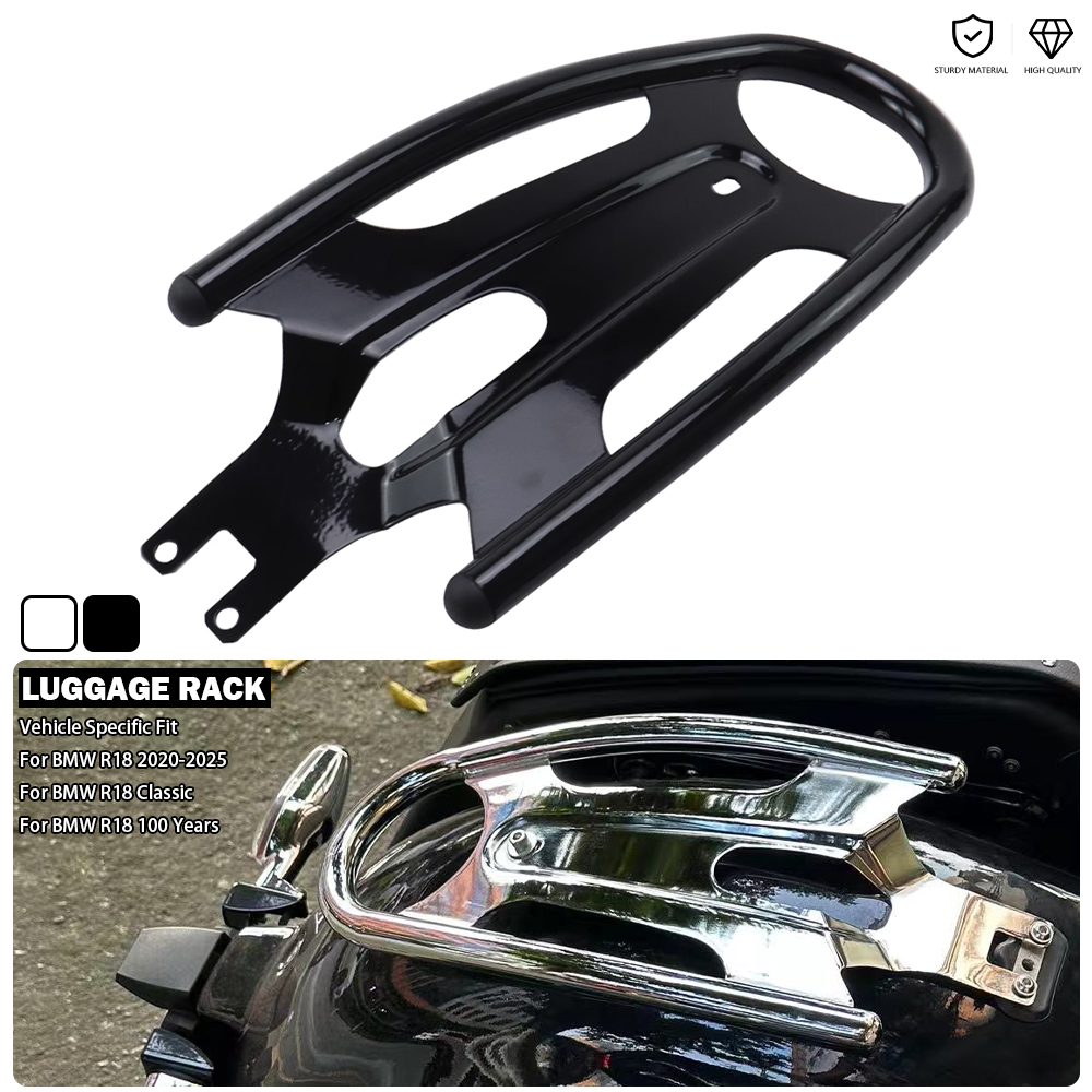 ブラック/クロームボバースタイル荷物ラックステンレス鋼リア荷物キャリア BMW R18 クラシック R 18 100 年 2020-2026 に適合