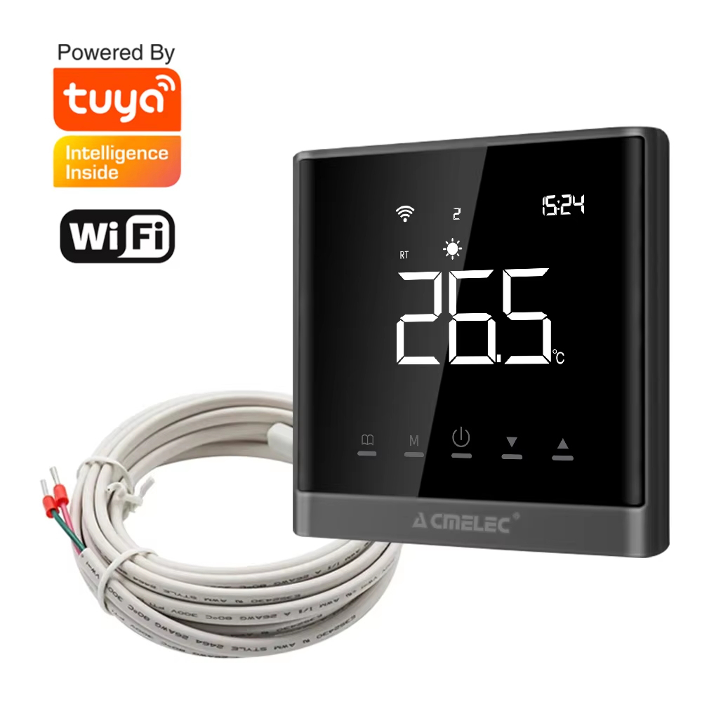 16A 電気床暖房 Tuya スマートサーモスタット温度コントローラスイッチ 3 メートルケーブル床センサー付き