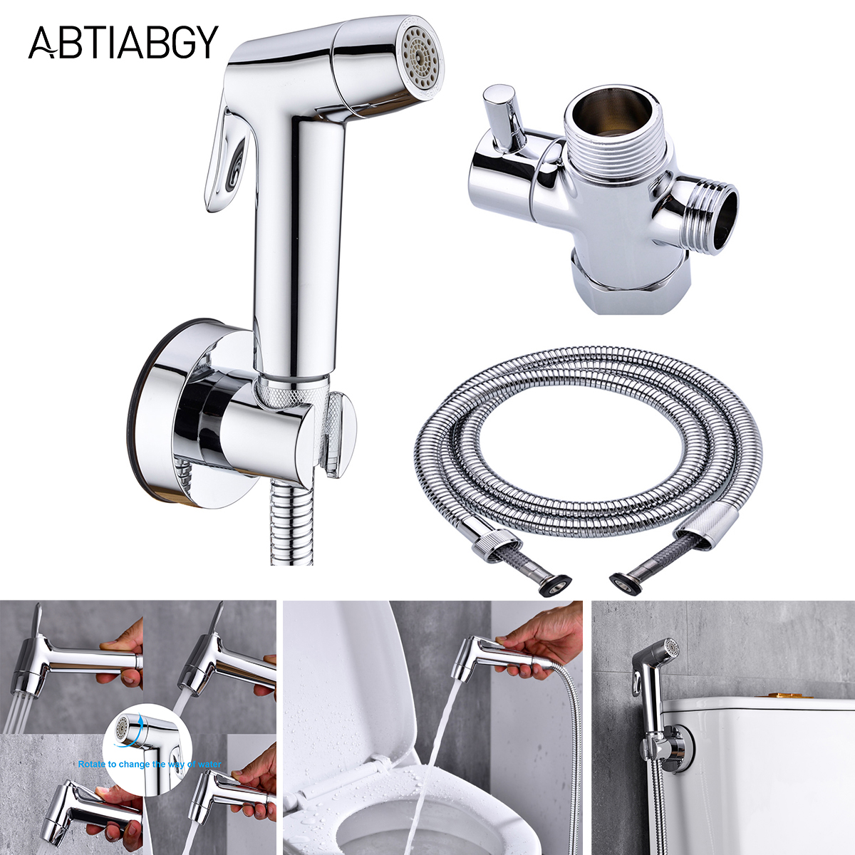 ハンドヘルドビデスプレーアクセサリー浴室トイレキッチンガーデンステンレス鋼 1.5 メートルチューブ ABS 調整可能なビデシャワー