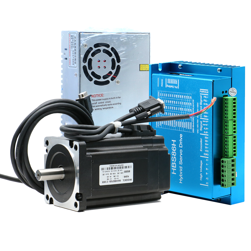 HLTNC CNC Nema34 86 ミリメートル 4.5N 8.5N 12N 閉ループステッピングモーターキット 400W 60V PSU HBS86H ハイブリッドサーボドライバーエンコーダケーブル