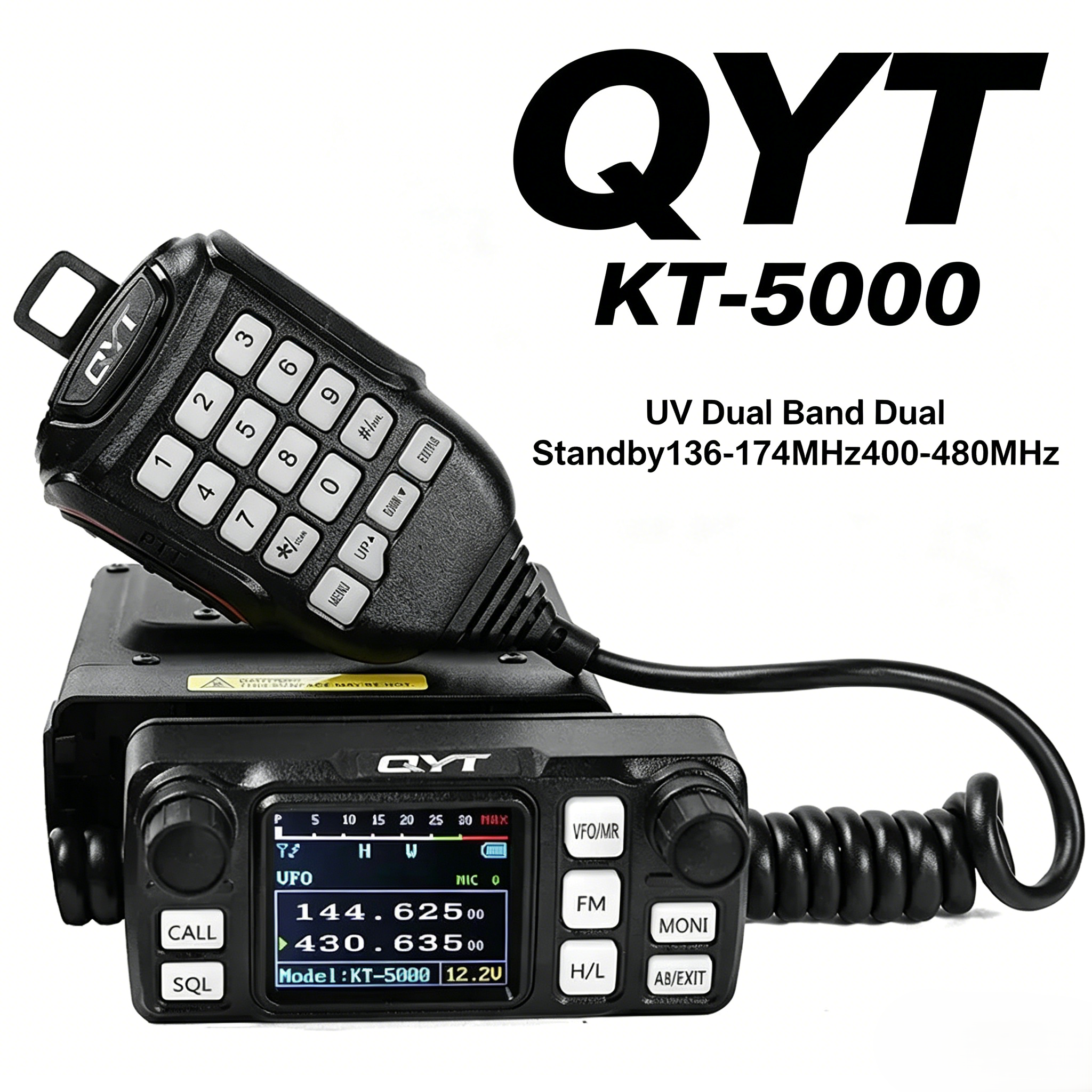 QYT KT-5000 ミニカーラジオステーション VHF UHF デュアルバンド KT5000 車車両トランシーバートランシーバー長距離モバイルラジオ