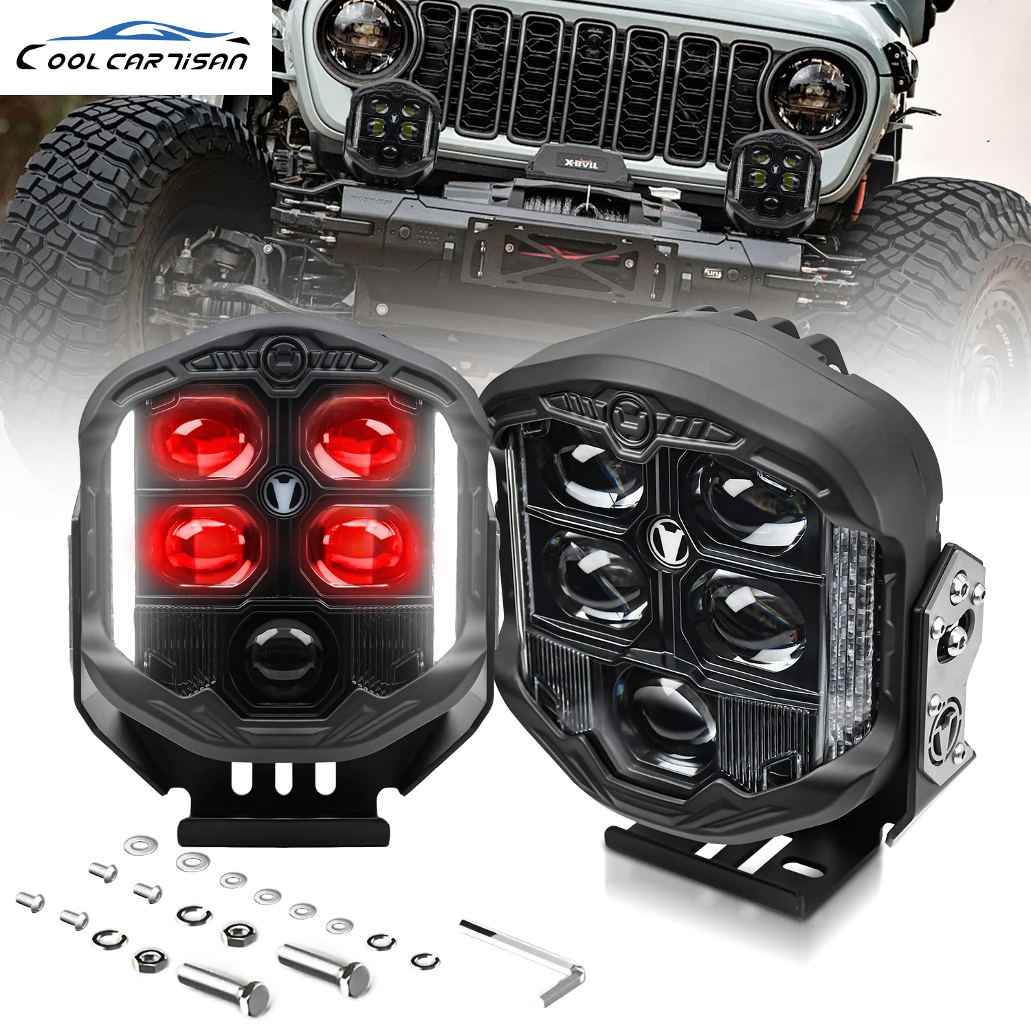 5/7 インチ作業ヘッドライトバー車両レンデーモンアイライト 6000K スポットコンボ Barra LED ヘッドライト ATV 車トラックオフ Rpad 4x4