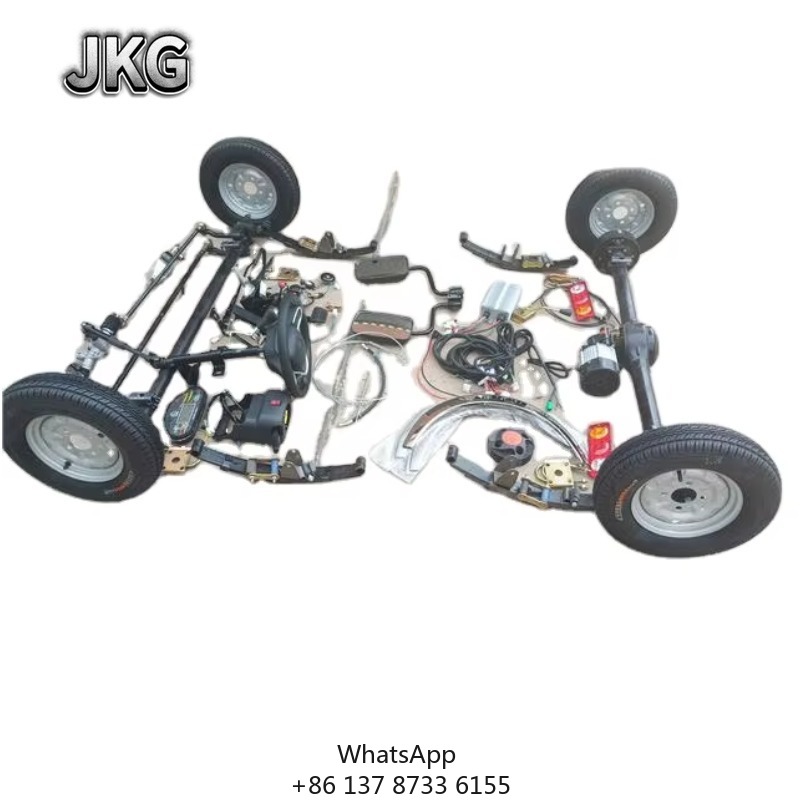 1000 ワット/1500 ワット食品ダイニングバス 3X1.5 メートル電気自動車トラック車両 EV フロントリアアクスルシャーシ 400-10 チューブレスホイール