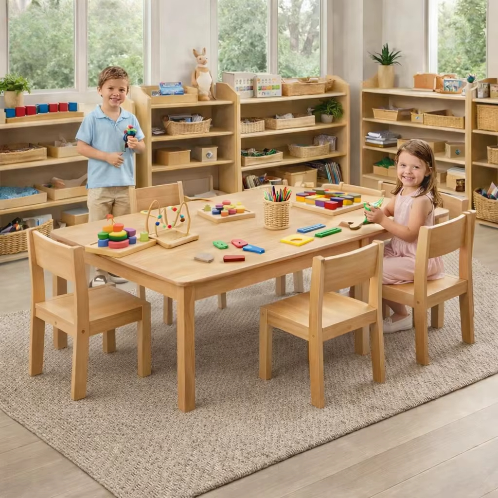 キッズ木製テーブルと椅子セット、幼児の学習用就学前家具、幼稚園保育園の机と椅子セット