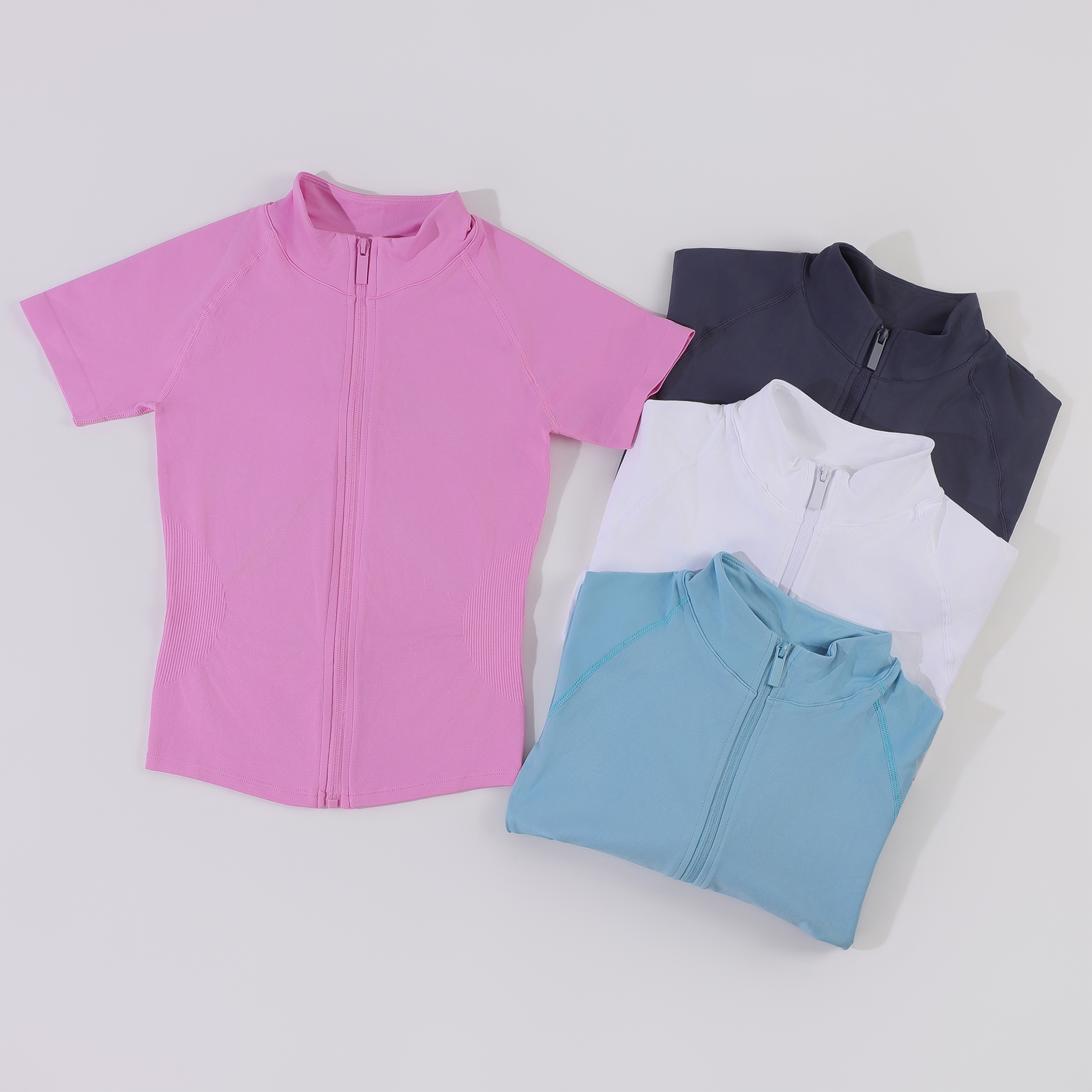 Yoga short sleeve top zipper seamless yoga jumpsuit women's running sports T-shirt fitness sports tank top