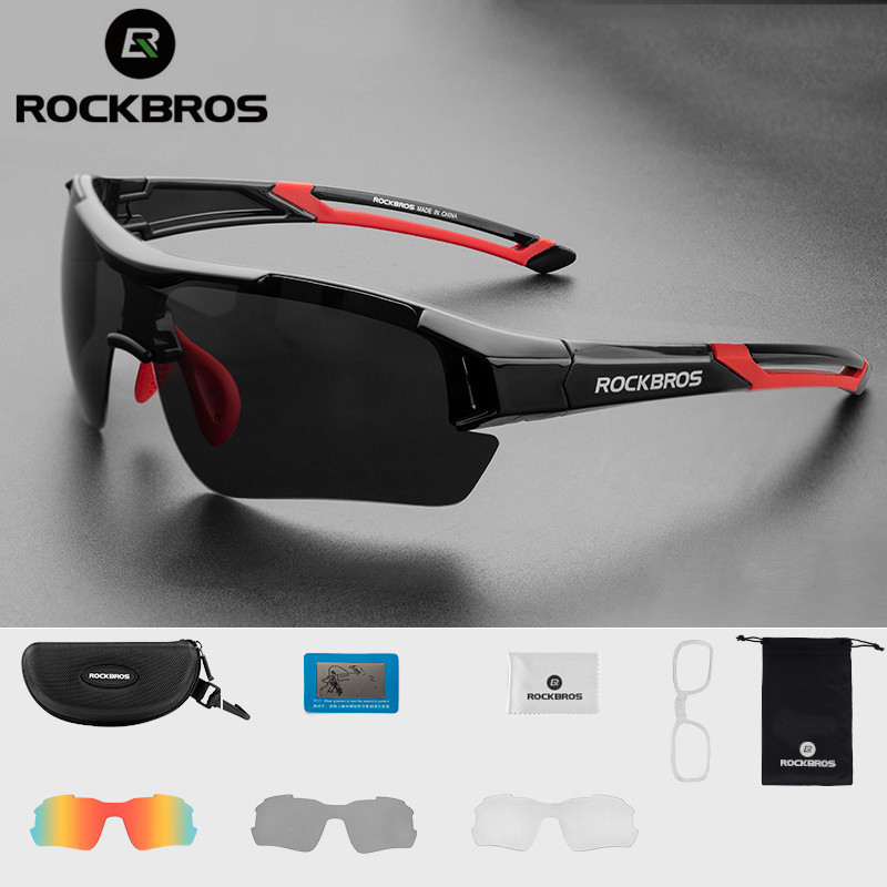 ROCKBROS 偏光サイクリングメガネ男性スポーツサングラスロード MTB マウンテンバイク自転車乗馬保護ゴーグル眼鏡 5 レンズ