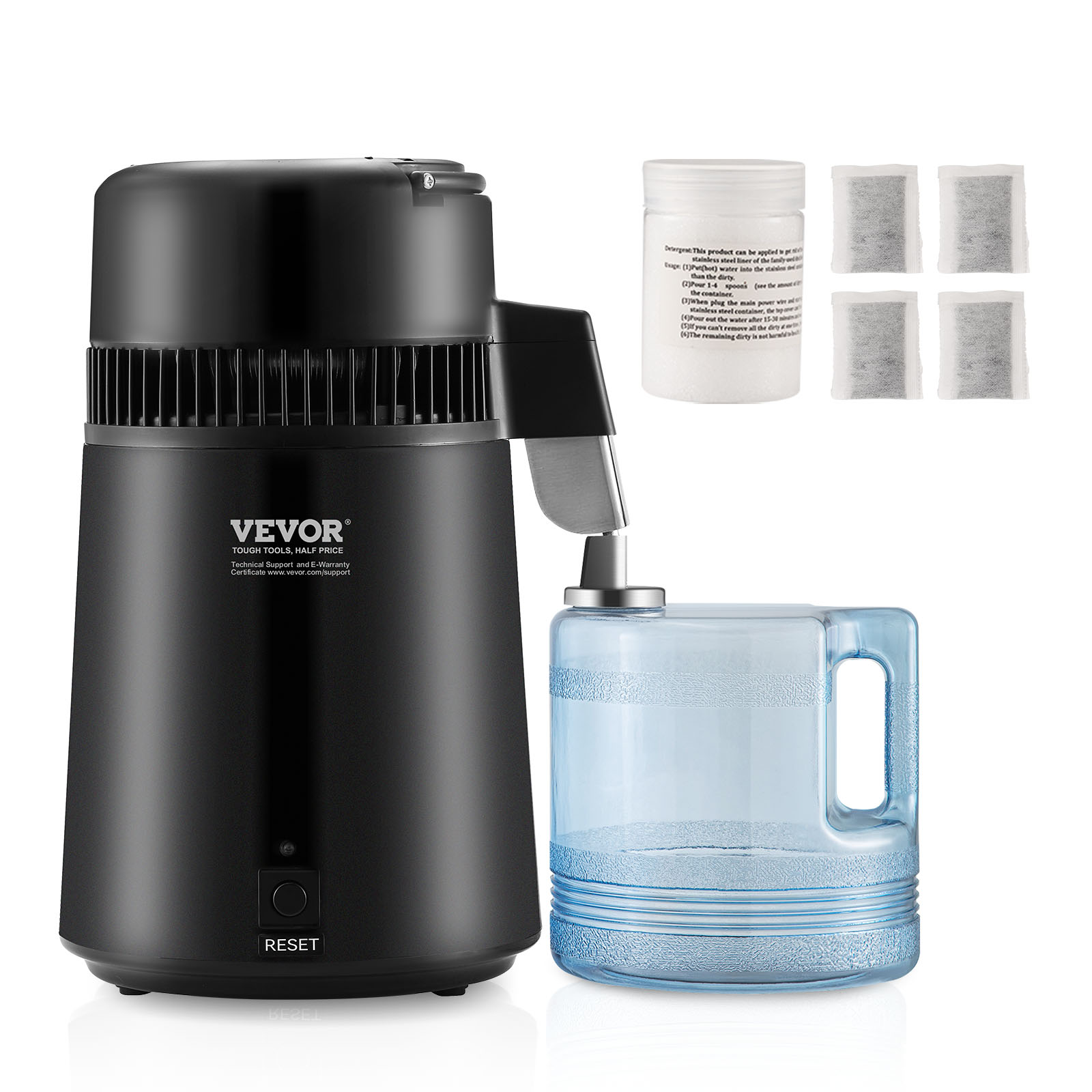 SucceBuy 水蒸留器 4L 1.05 ガロン純水浄水器フィルターカウンタートップ 750 ワット蒸留水メーカーインテリア蒸留器