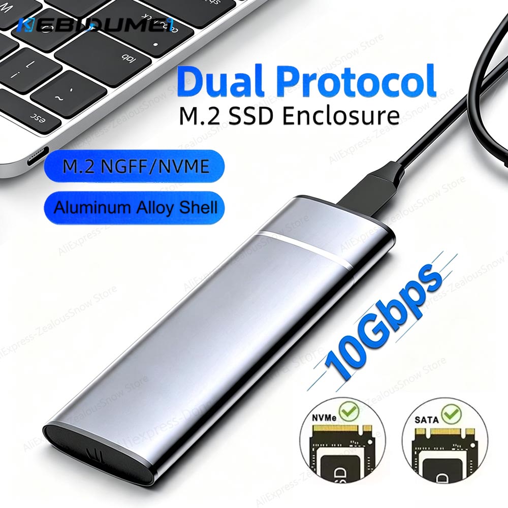 KEBIDUMEI M.2 ハードディスクボックス M2 NVMe SATA SSD エンクロージャ 10Gbps PCIe SSD ケースボックス USB C 3.1 Gen2 SSD 外部アルミニウムアダプター