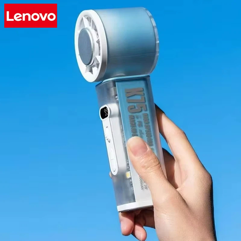 Lenovo ハンドヘルドミニファン電動ハンドファン氷湿布高速冷却 USBRechargeable ポータブル LED デジタルディスプレイ