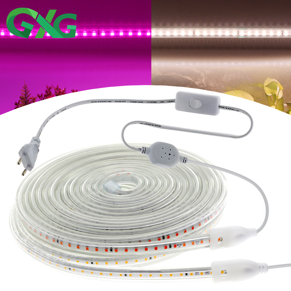 成長ライトストリップフルスペクトル 220V フィトランプ防水 LED ストリップ植物ライト花苗成長テント水耕 1-20 メートル