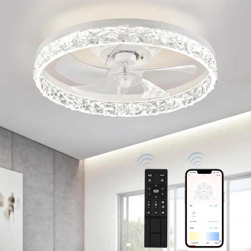 現代の LED シーリングファン Lmap リモコンスマートファン Lignting リビングルームベッドルームレストランブラック/ホワイトホームインテリアライト